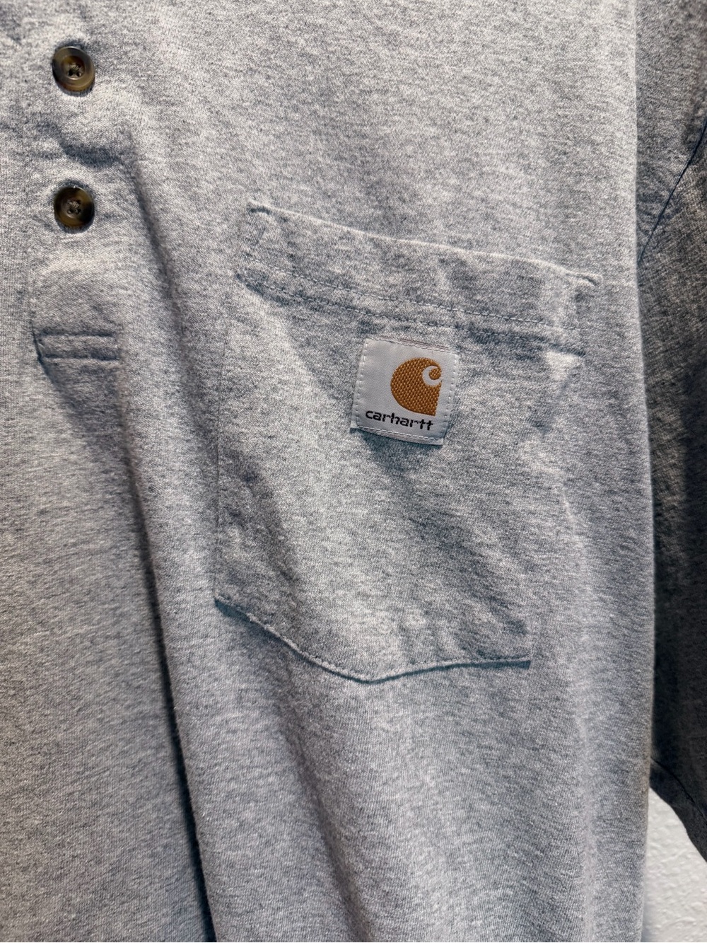 Carhartt Heather Gray Short-Sleeve Henley Pocket Tee - Picture 2 of 4